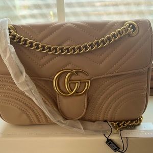 Nude color- Gucci Marmont Med. Sz. Shoulder bag.